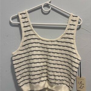 Striped Cream and Black Knit Tank Top